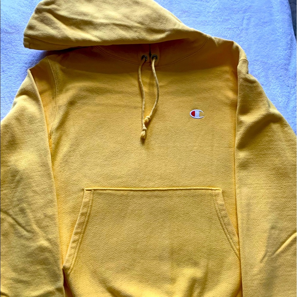 Yellow Champion Hoodie. Small.